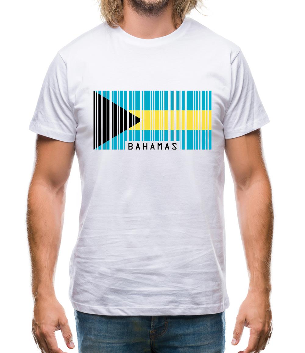 The Bahamas Barcode Style Flag Mens T-Shirt