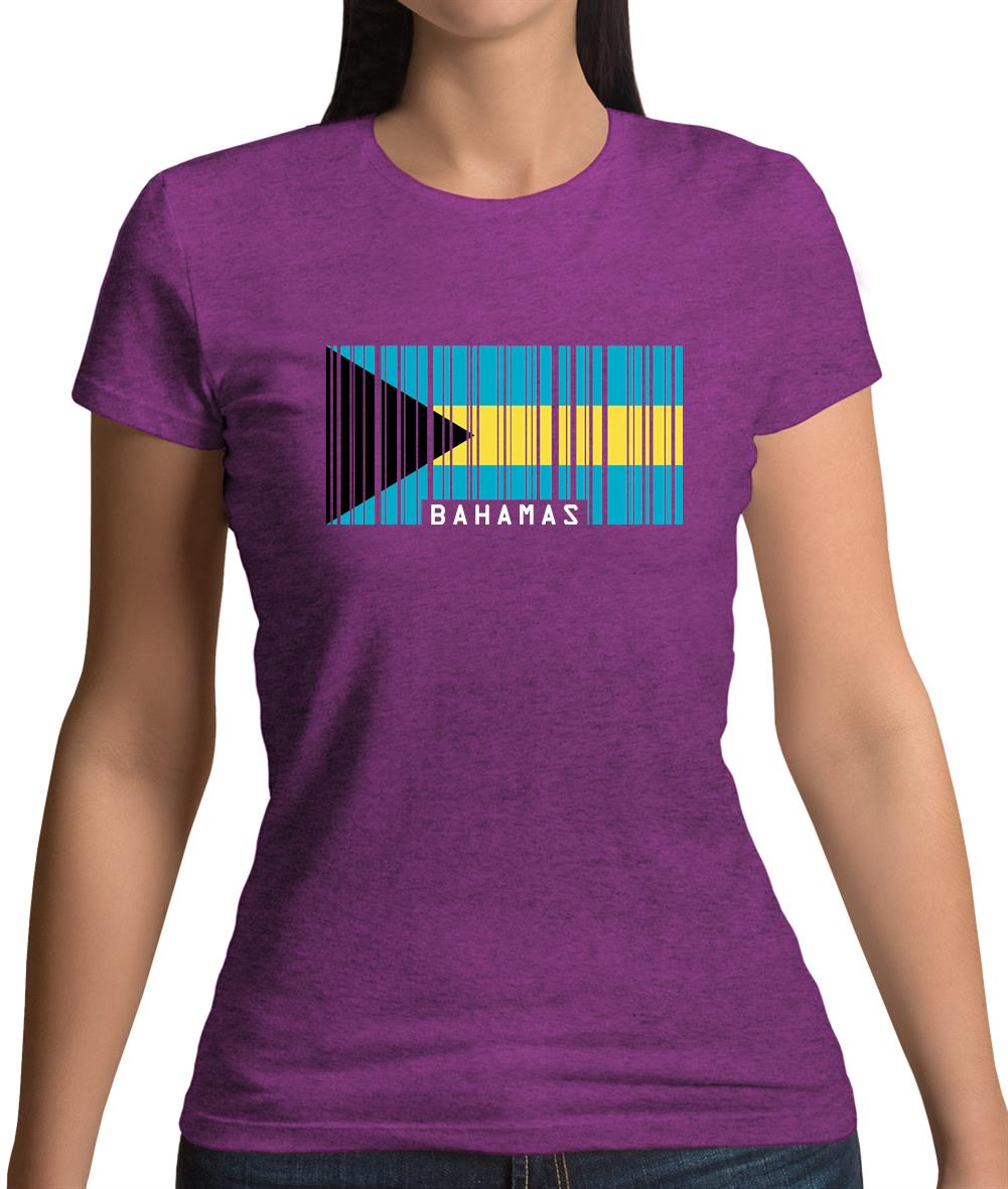 The Bahamas Barcode Style Flag Womens T-Shirt