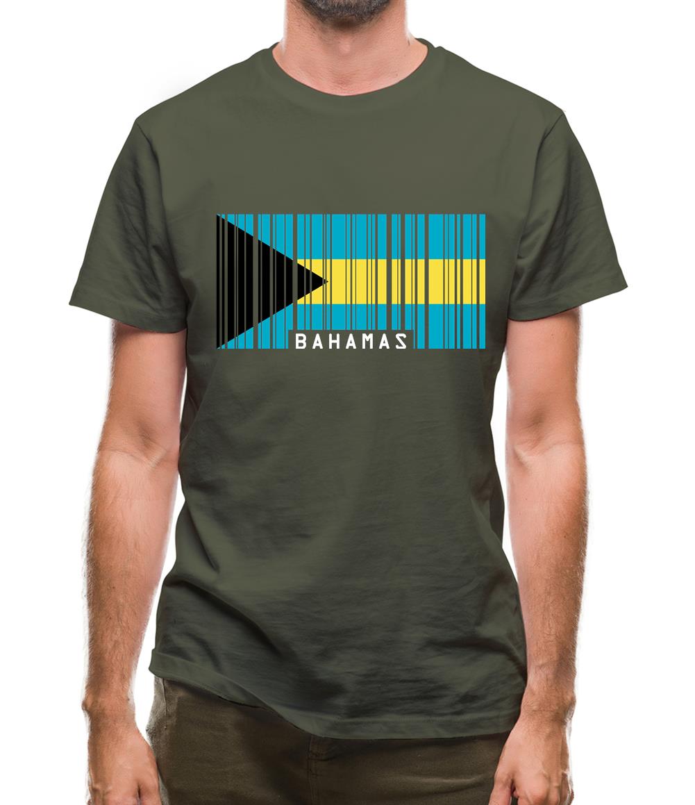 The Bahamas Barcode Style Flag Mens T-Shirt
