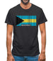 The Bahamas Barcode Style Flag Mens T-Shirt