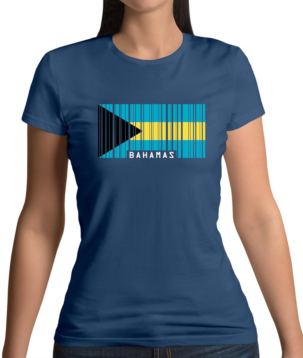 The Bahamas Barcode Style Flag Womens T-Shirt