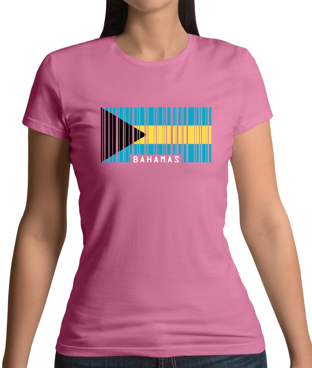 The Bahamas Barcode Style Flag Womens T-Shirt