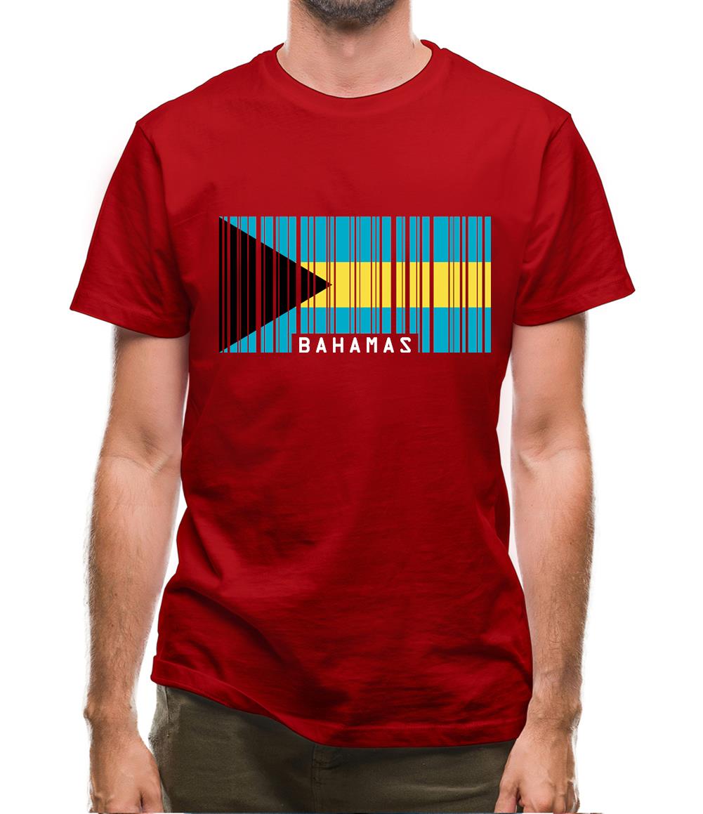 The Bahamas Barcode Style Flag Mens T-Shirt