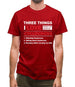 Three Things I Love Nearly As Much As Cyclocross Mens T-Shirt