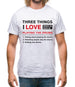 Three Things I Love Nearly As Much As Drums Mens T-Shirt