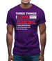 Three Things I Love Nearly As Much As Rowing Mens T-Shirt