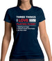 Three Things I Love Nearly As Much As Rugby Womens T-Shirt