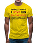 Three Things I Love Nearly As Much As Rugby Mens T-Shirt