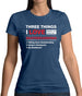 Three Things I Love Nearly As Much As Skateboarding Womens T-Shirt