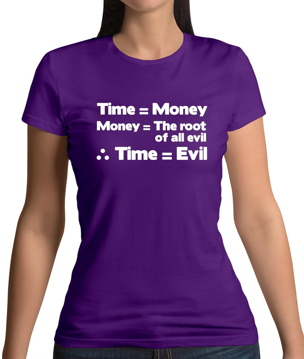 Time Equals The Root Of All Evil Womens T-Shirt