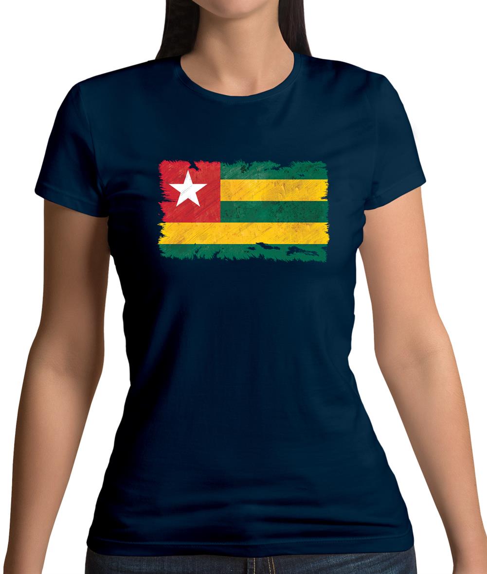 Togo Grunge Style Flag Womens T-Shirt