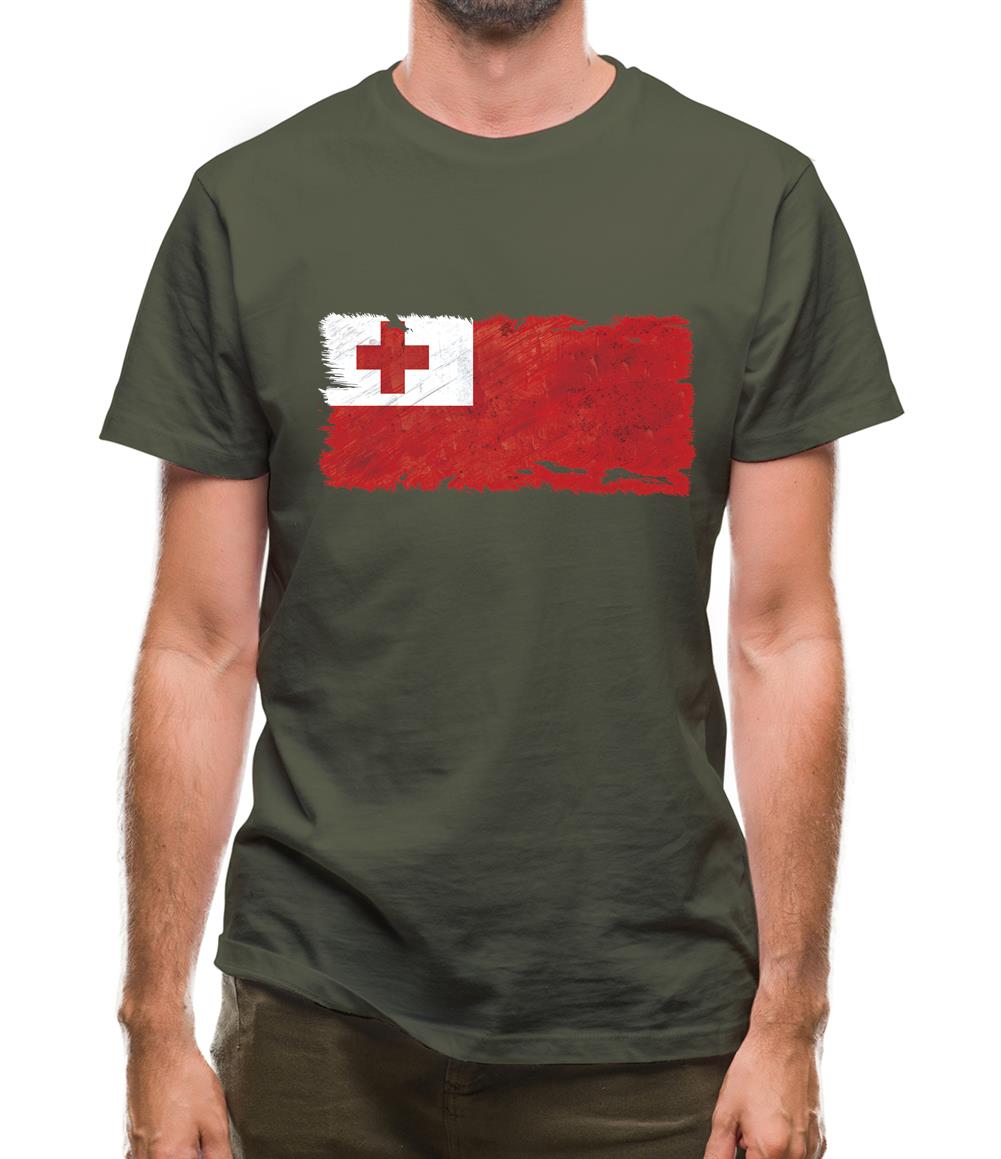 Tonga Grunge Style Flag Mens T-Shirt