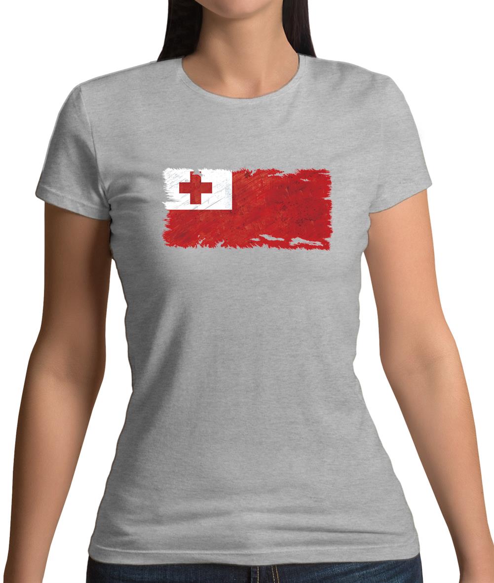 Tonga Grunge Style Flag Womens T-Shirt