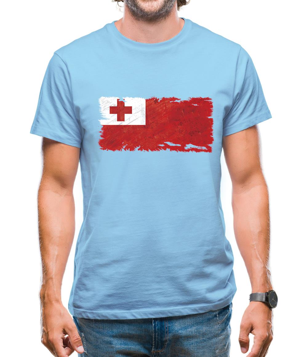 Tonga Grunge Style Flag Mens T-Shirt