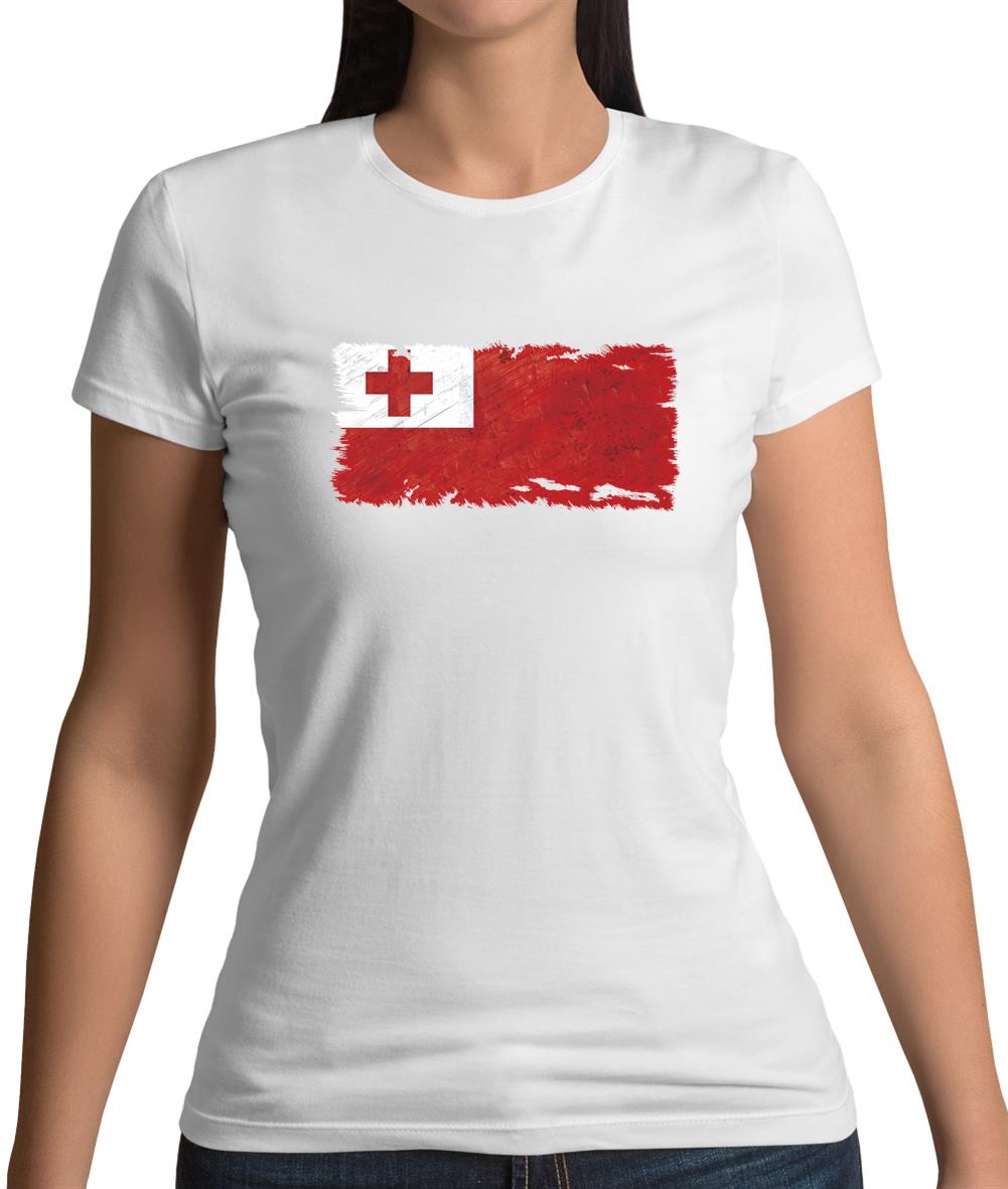 Tonga Grunge Style Flag Womens T-Shirt