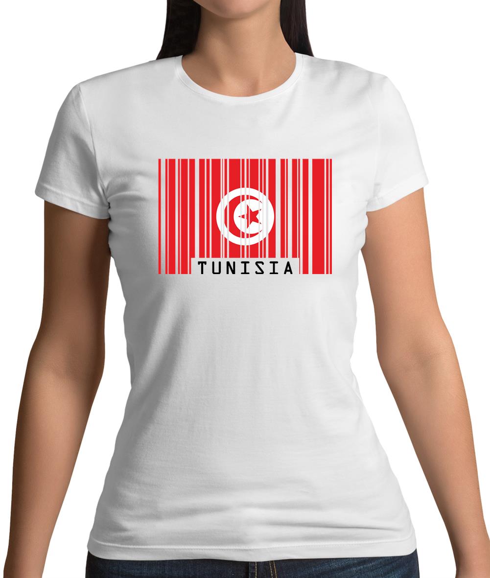 Tunisia Barcode Style Flag Womens T-Shirt