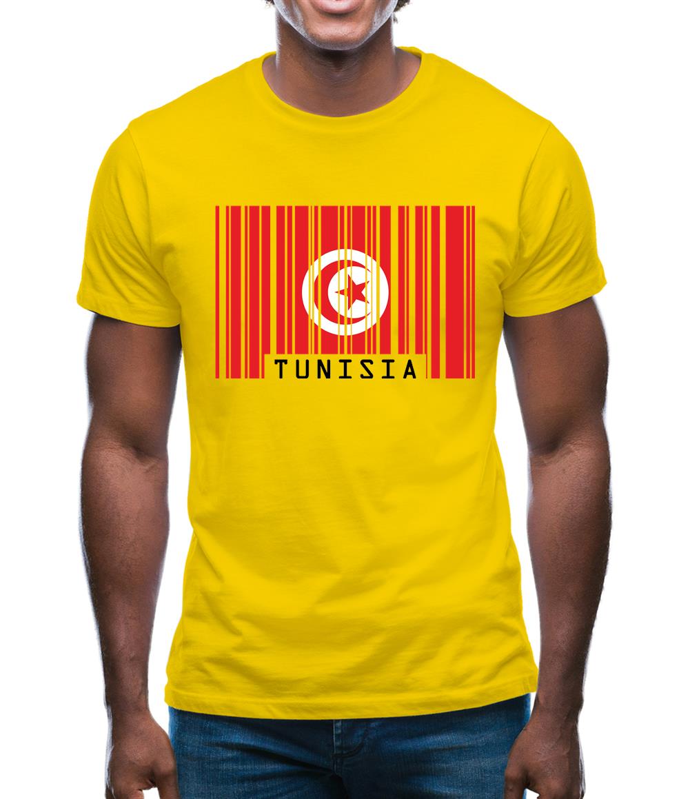 Tunisia Barcode Style Flag Mens T-Shirt