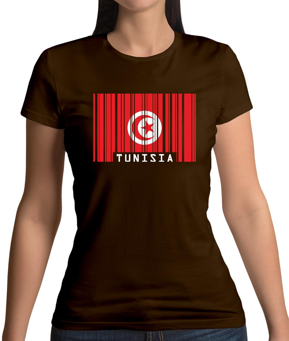 Tunisia Barcode Style Flag Womens T-Shirt