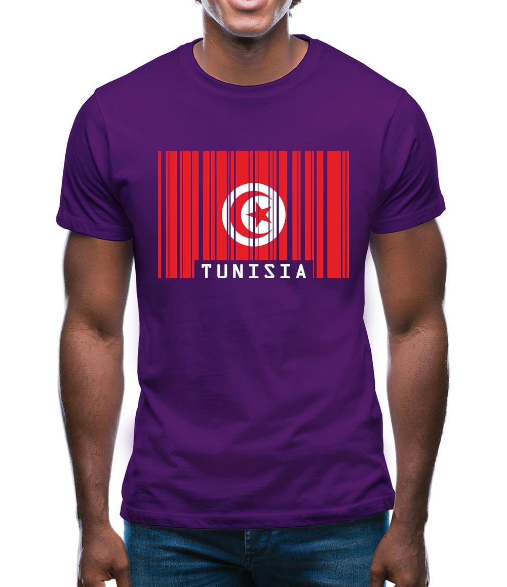 Tunisia Barcode Style Flag Mens T-Shirt
