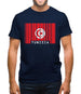 Tunisia Barcode Style Flag Mens T-Shirt