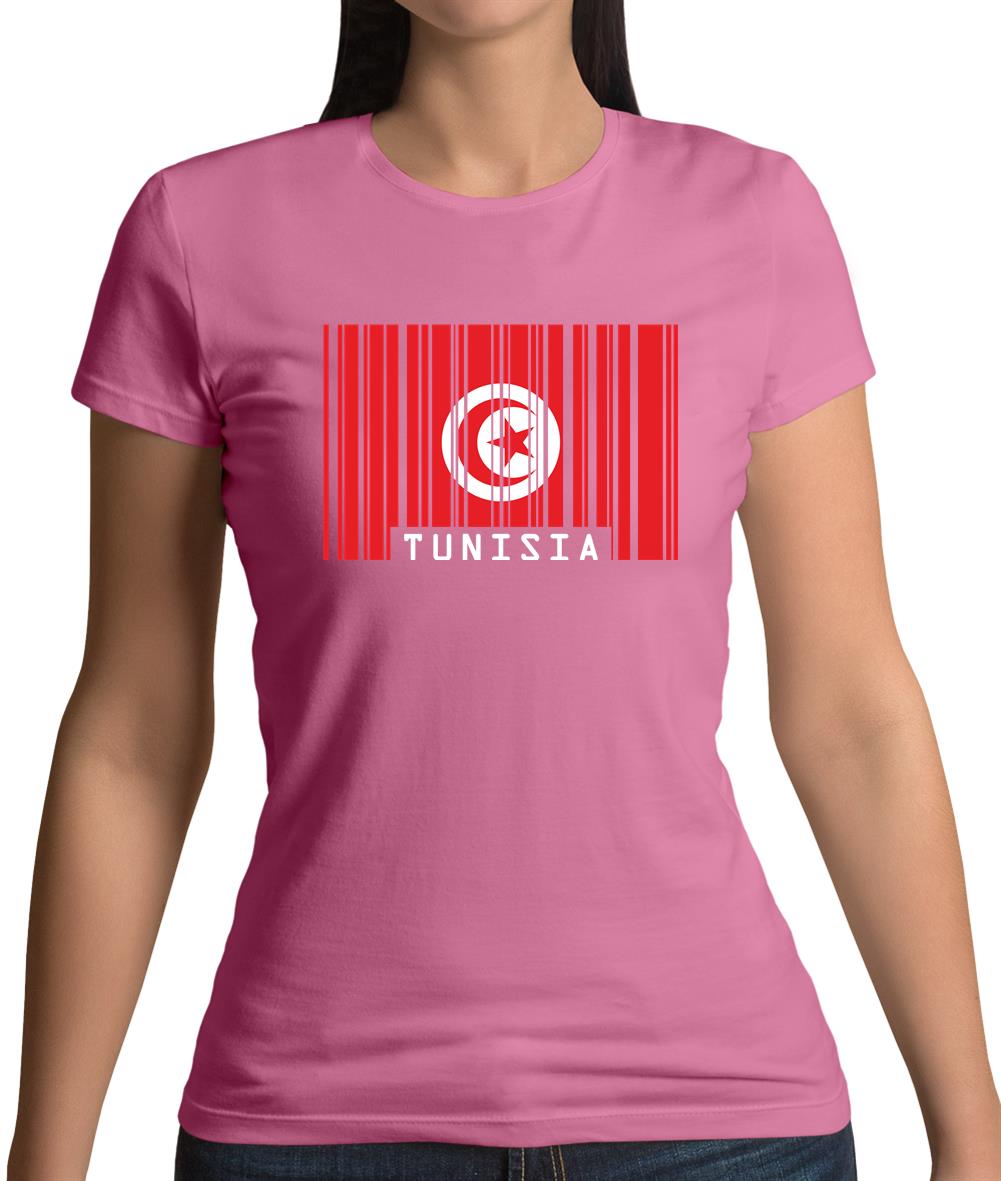 Tunisia Barcode Style Flag Womens T-Shirt
