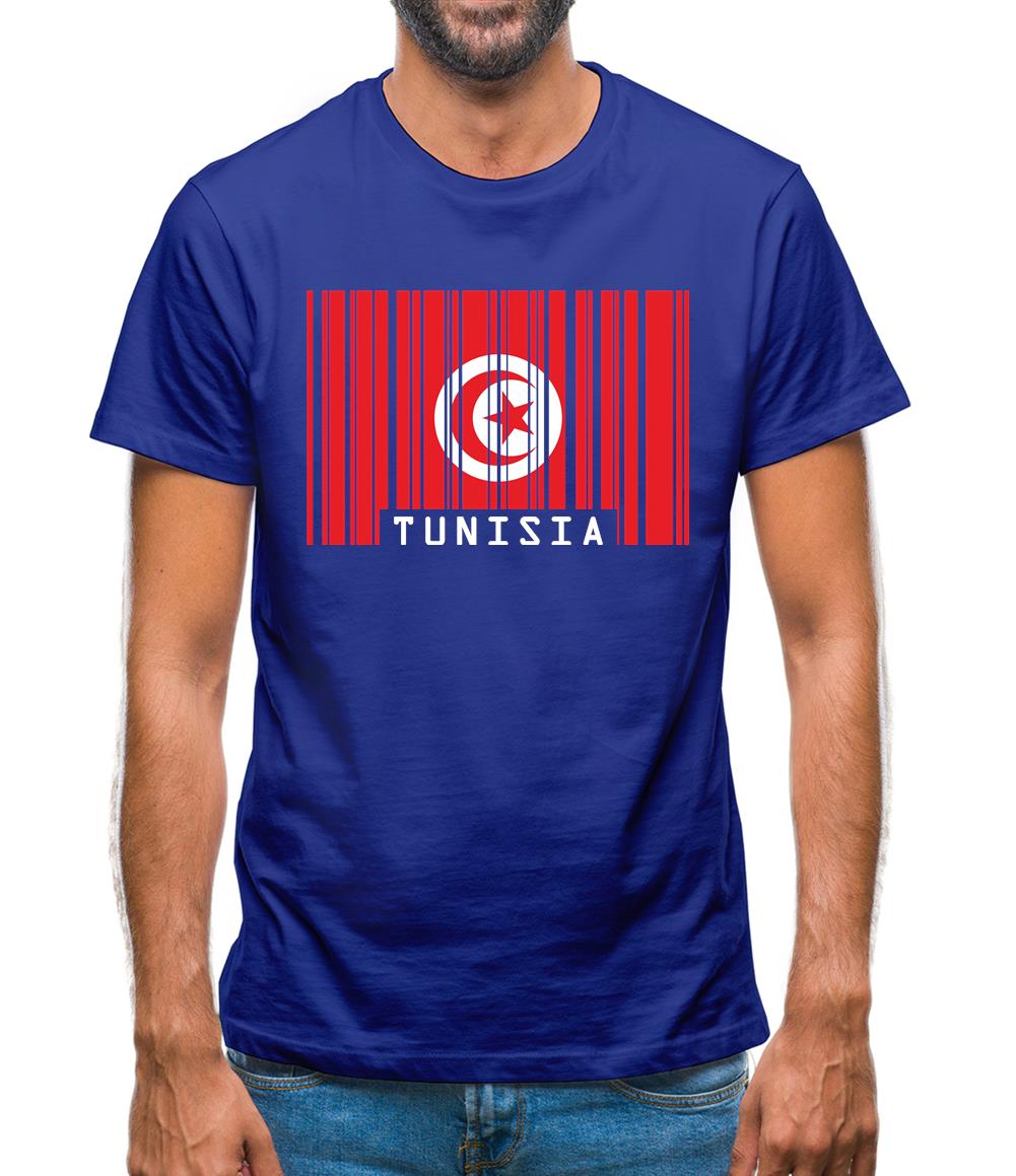 Tunisia Barcode Style Flag Mens T-Shirt