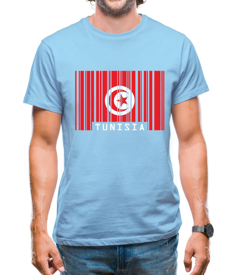 Tunisia Barcode Style Flag Mens T-Shirt