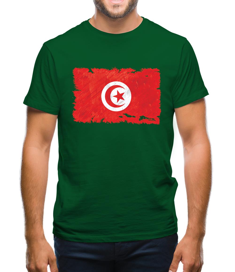 Tunisia Grunge Style Flag Mens T-Shirt