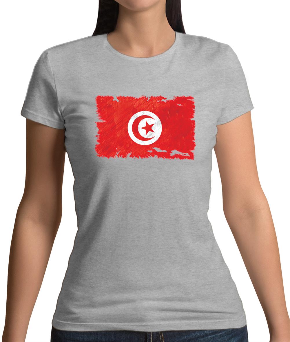 Tunisia Grunge Style Flag Womens T-Shirt