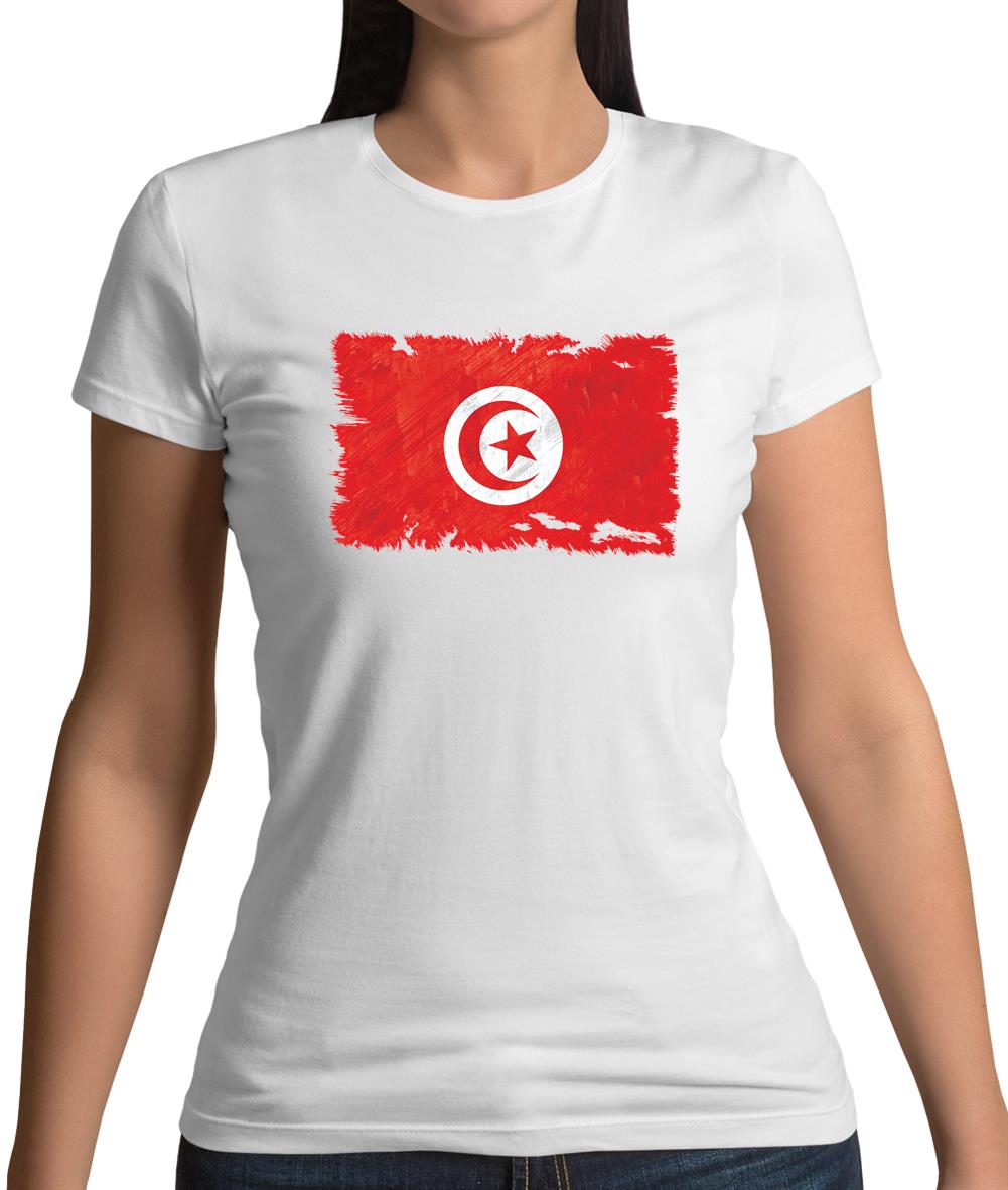 Tunisia Grunge Style Flag Womens T-Shirt