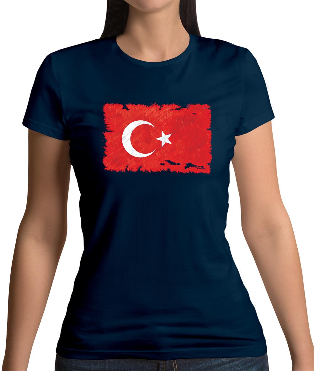 Turkey Grunge Style Flag Womens T-Shirt