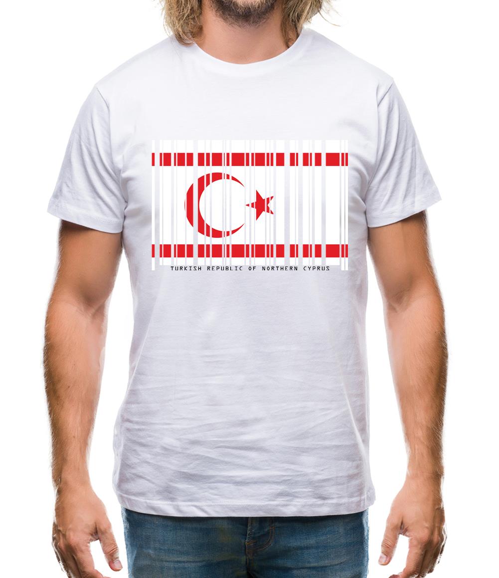 Turkish Republic Of Northern Cyprus Barcode Style Flag Mens T-Shirt