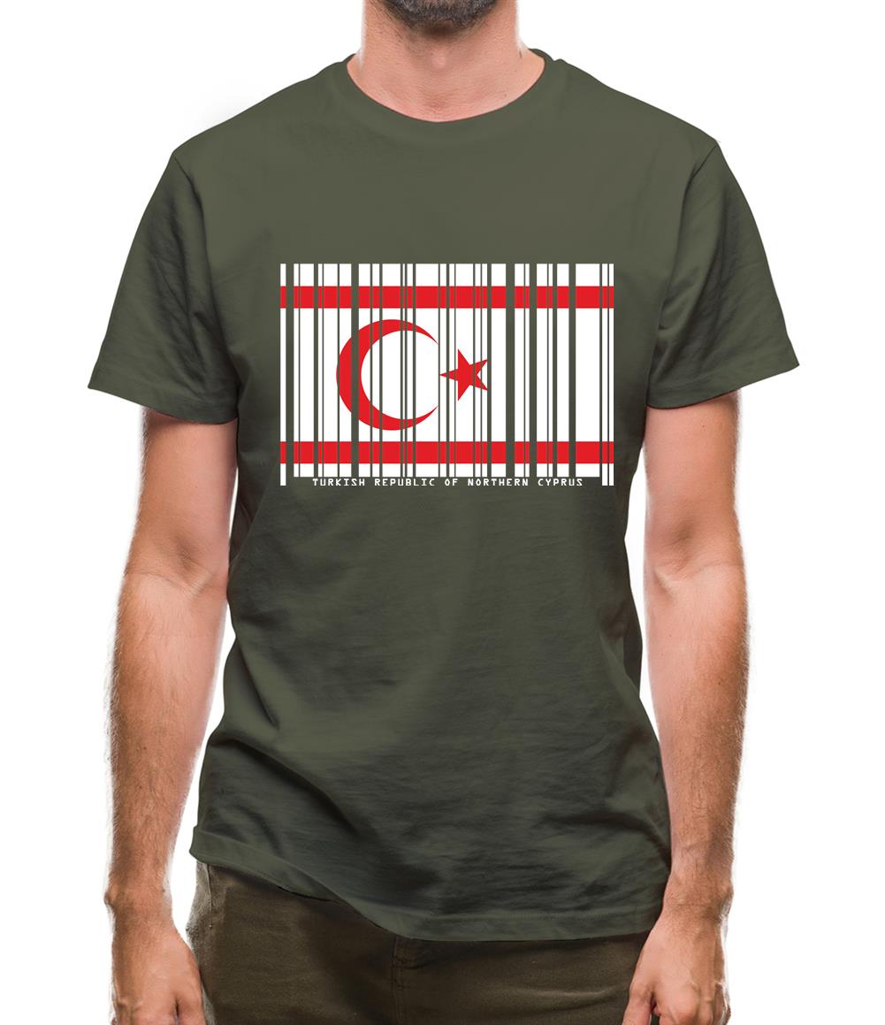 Turkish Republic Of Northern Cyprus Barcode Style Flag Mens T-Shirt