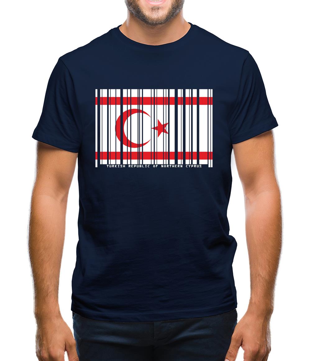 Turkish Republic Of Northern Cyprus Barcode Style Flag Mens T-Shirt