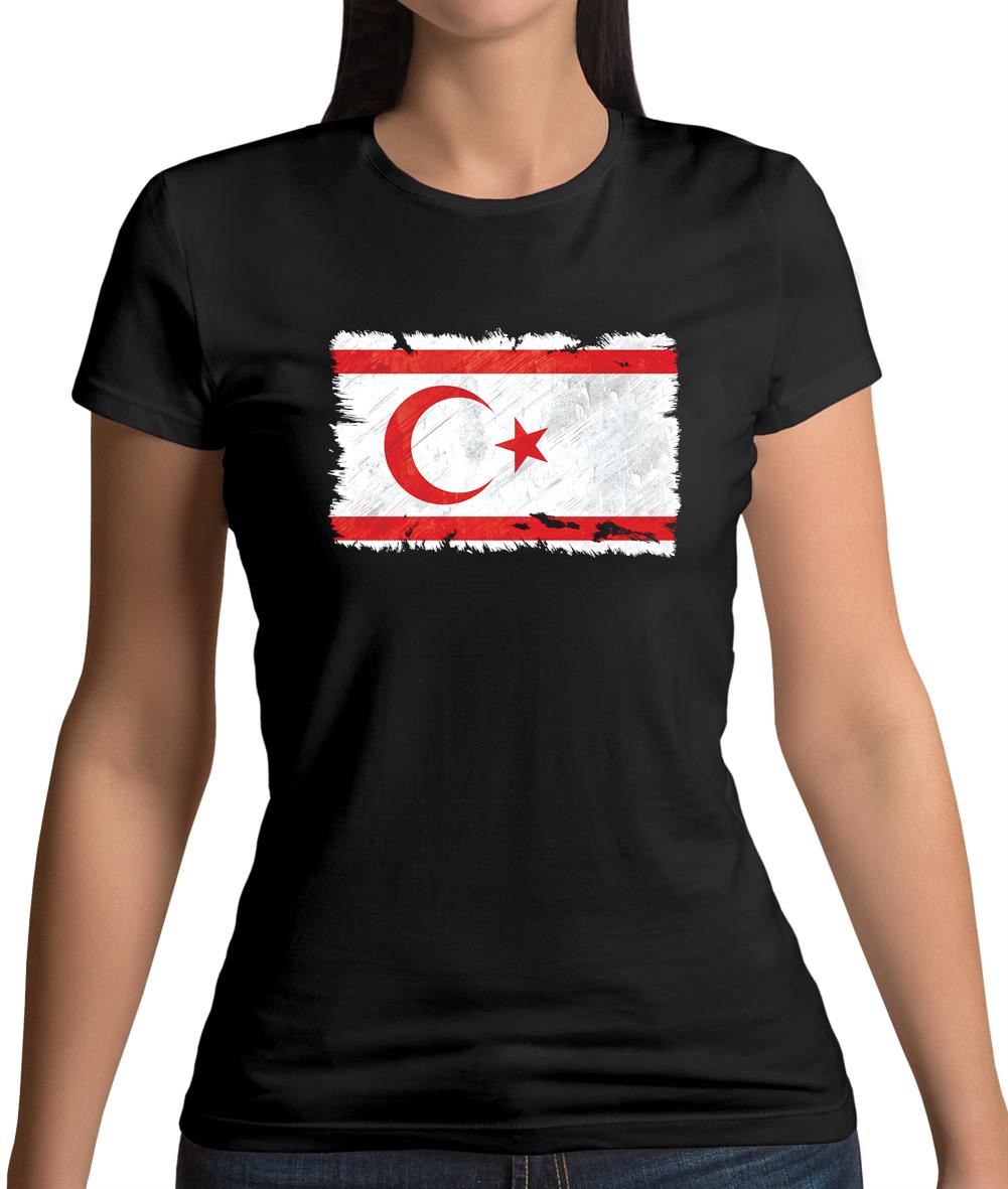 Turkish Republic Of Northern Cyprus Grunge Style Flag Womens T-Shirt