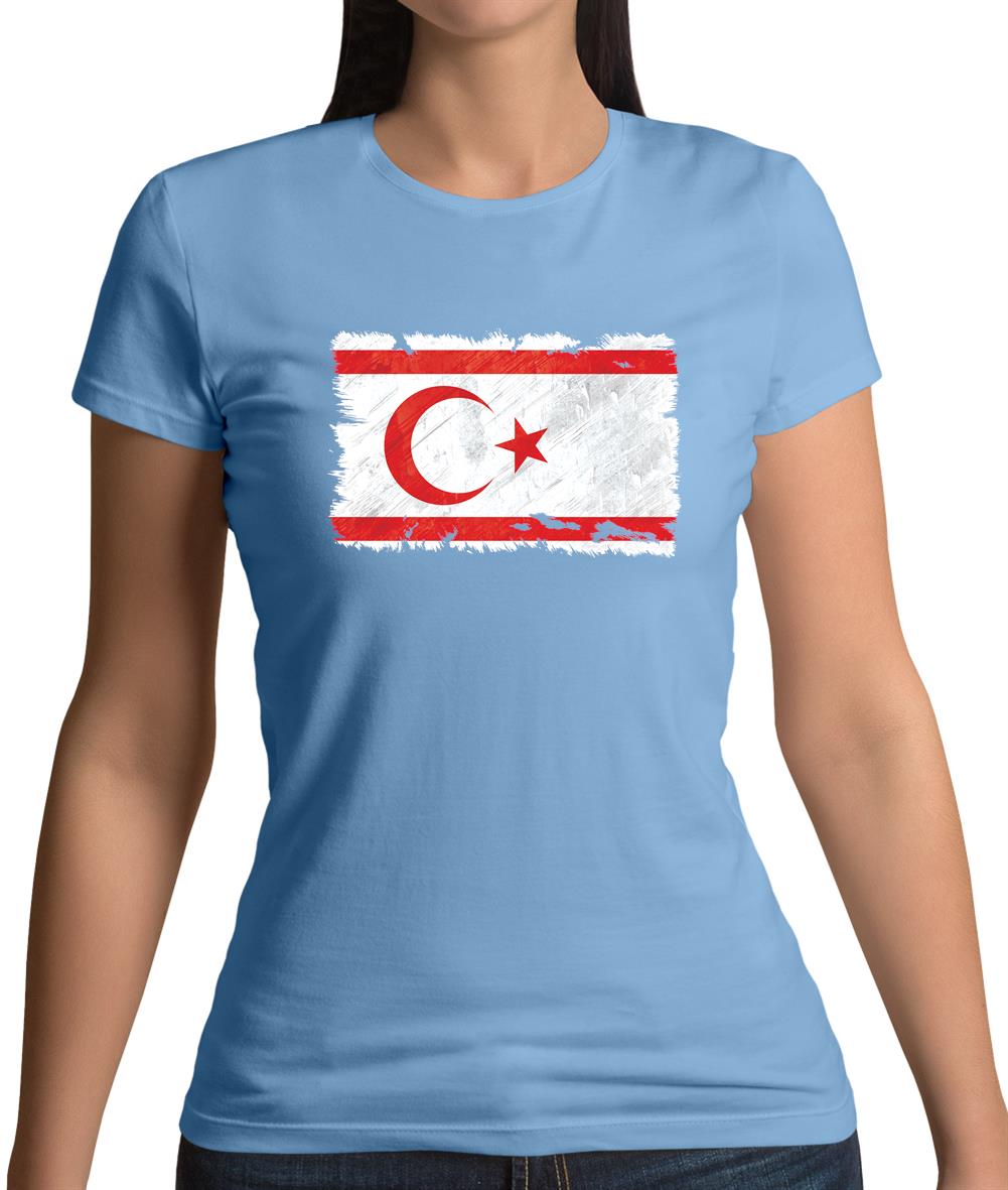 Turkish Republic Of Northern Cyprus Grunge Style Flag Womens T-Shirt