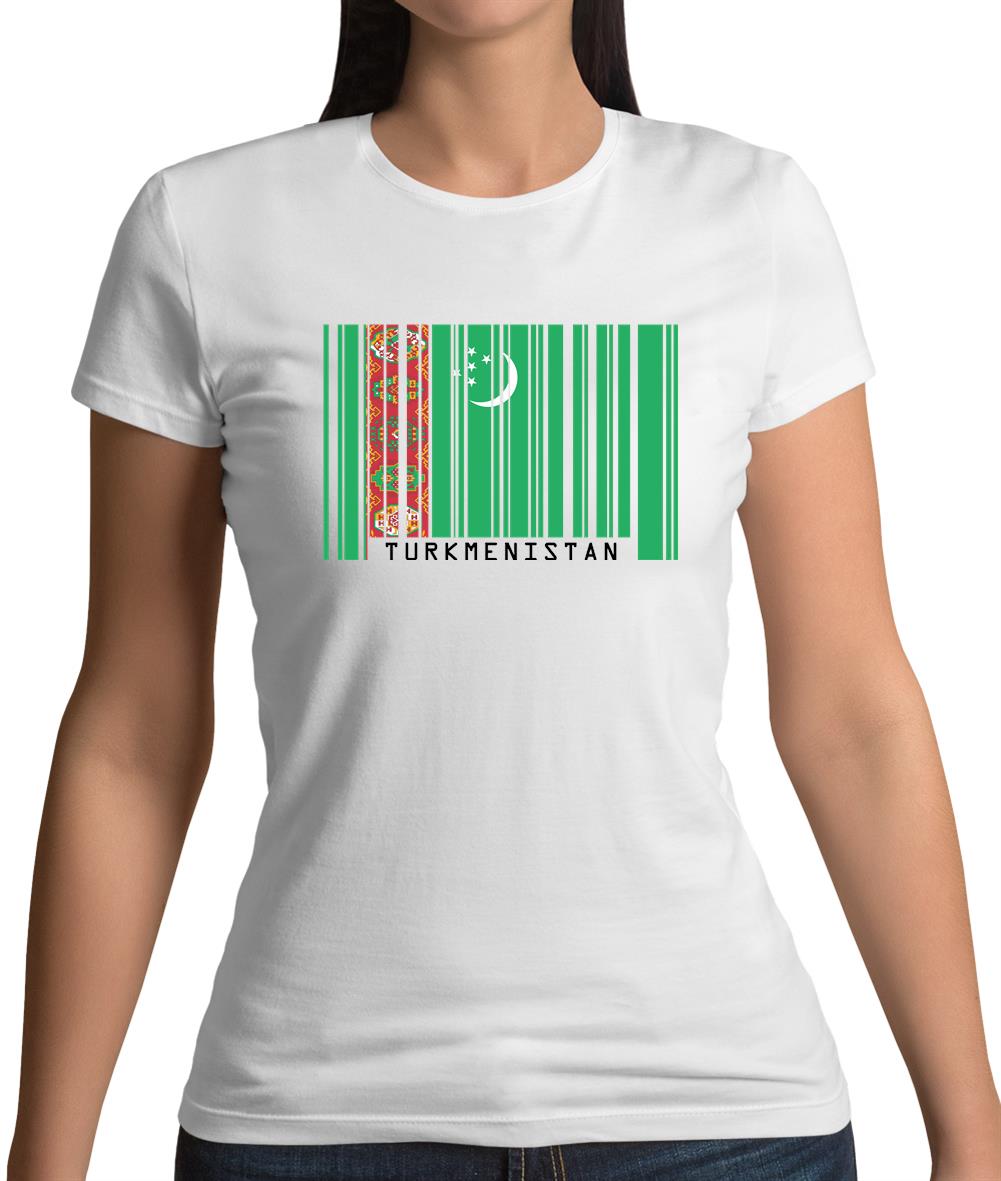 Turkmenistan Barcode Style Flag Womens T-Shirt