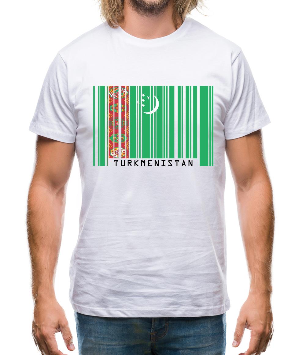 Turkmenistan Barcode Style Flag Mens T-Shirt