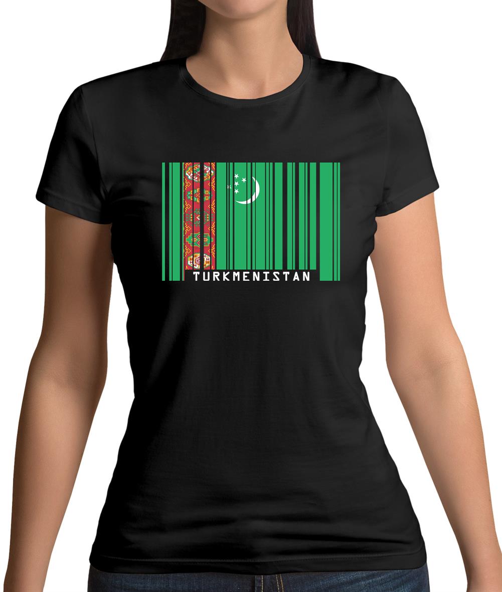 Turkmenistan Barcode Style Flag Womens T-Shirt