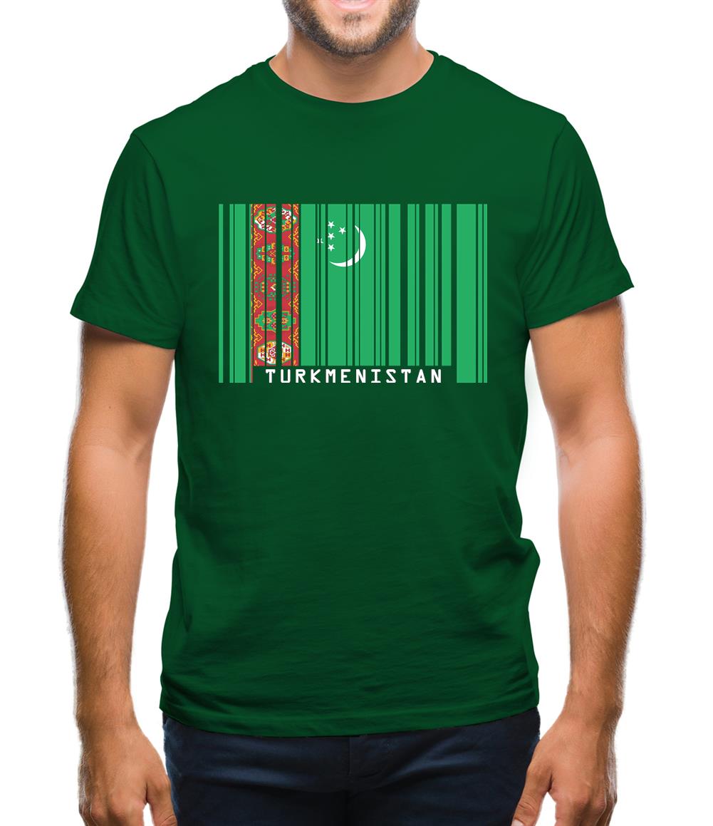 Turkmenistan Barcode Style Flag Mens T-Shirt