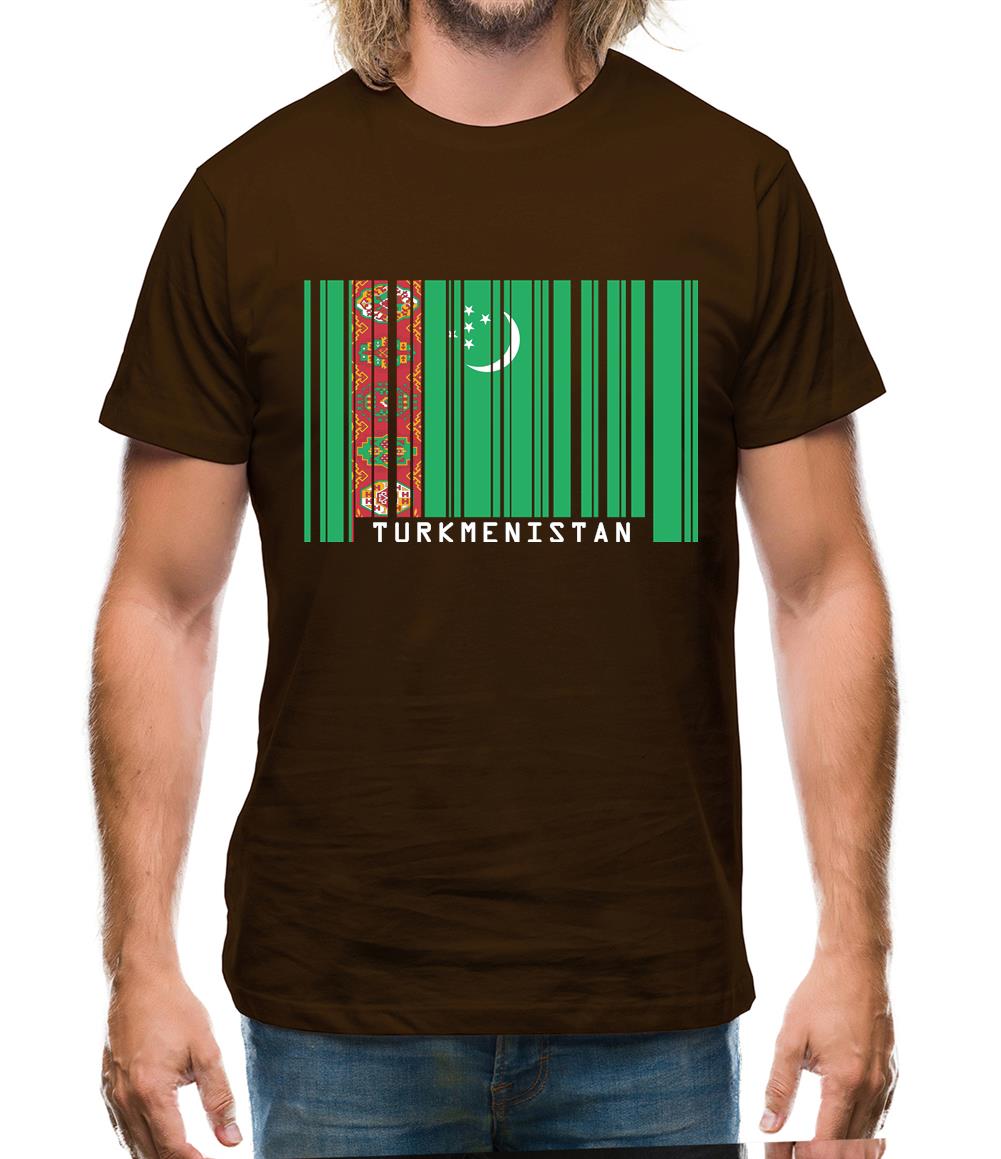 Turkmenistan Barcode Style Flag Mens T-Shirt