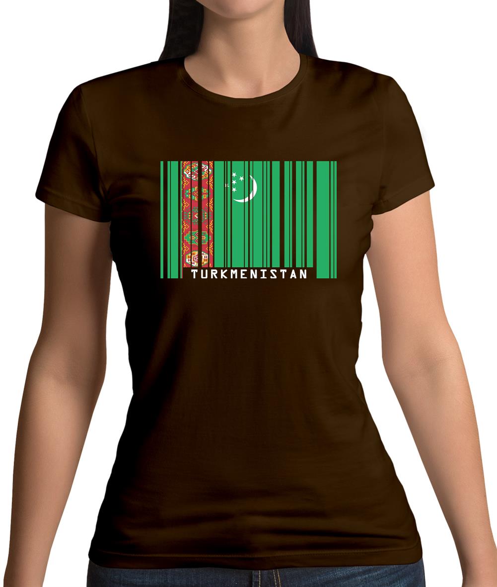 Turkmenistan Barcode Style Flag Womens T-Shirt