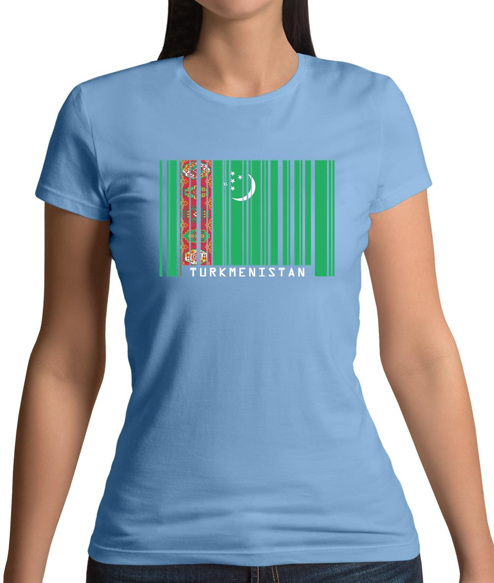 Turkmenistan Barcode Style Flag Womens T-Shirt