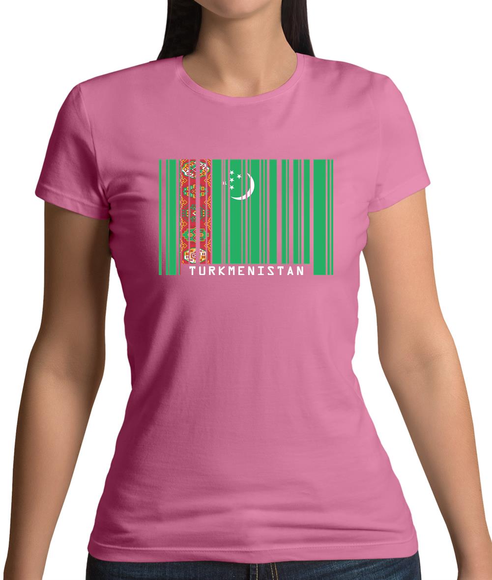 Turkmenistan Barcode Style Flag Womens T-Shirt