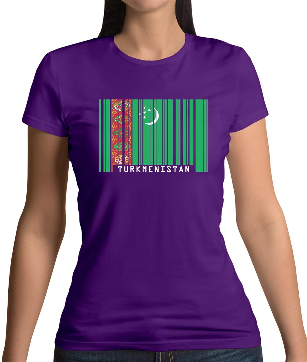 Turkmenistan Barcode Style Flag Womens T-Shirt