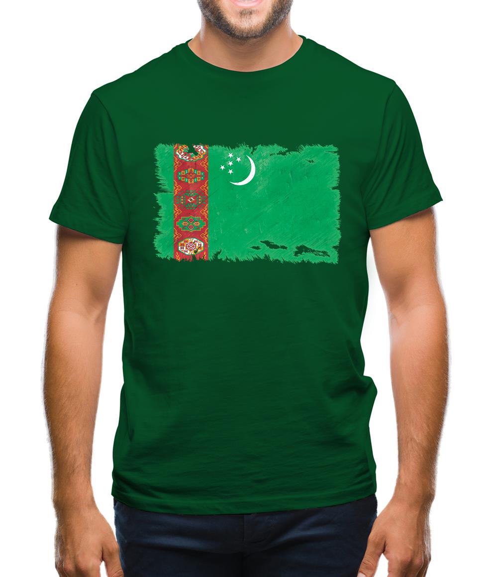 Turkmenistan Grunge Style Flag Mens T-Shirt