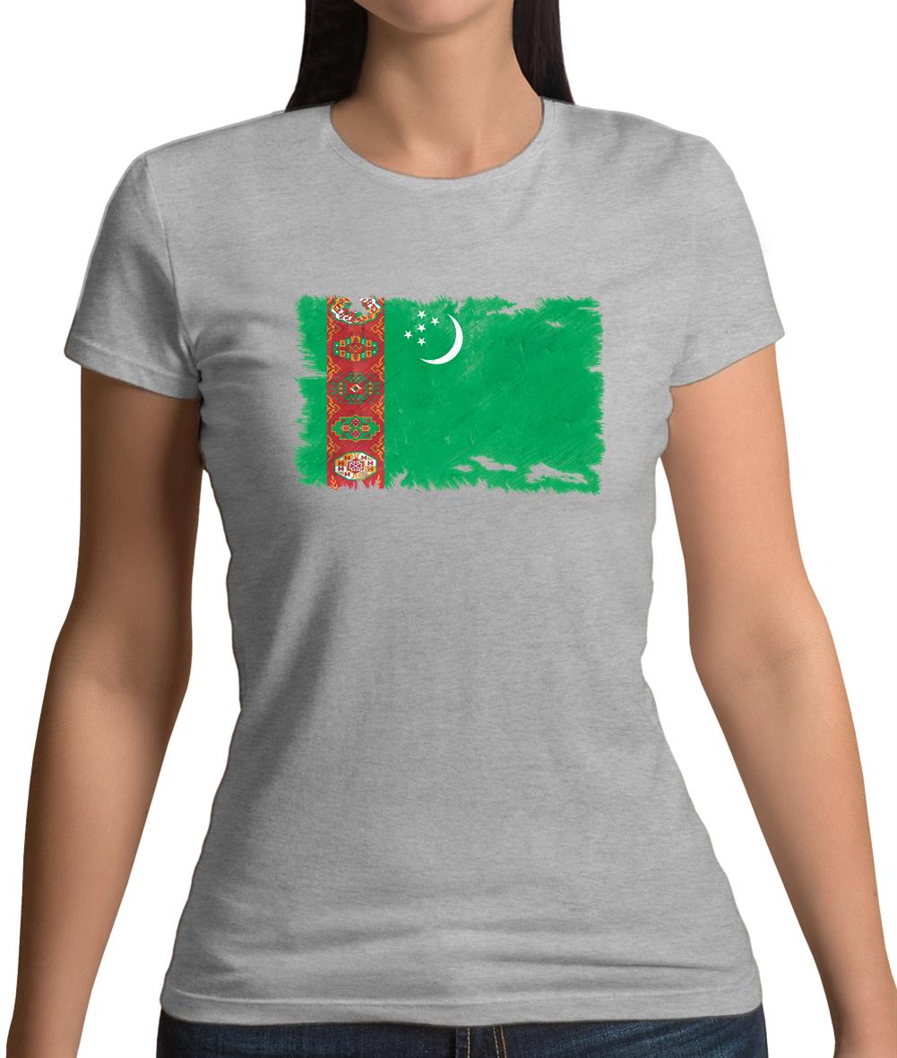 Turkmenistan Grunge Style Flag Womens T-Shirt