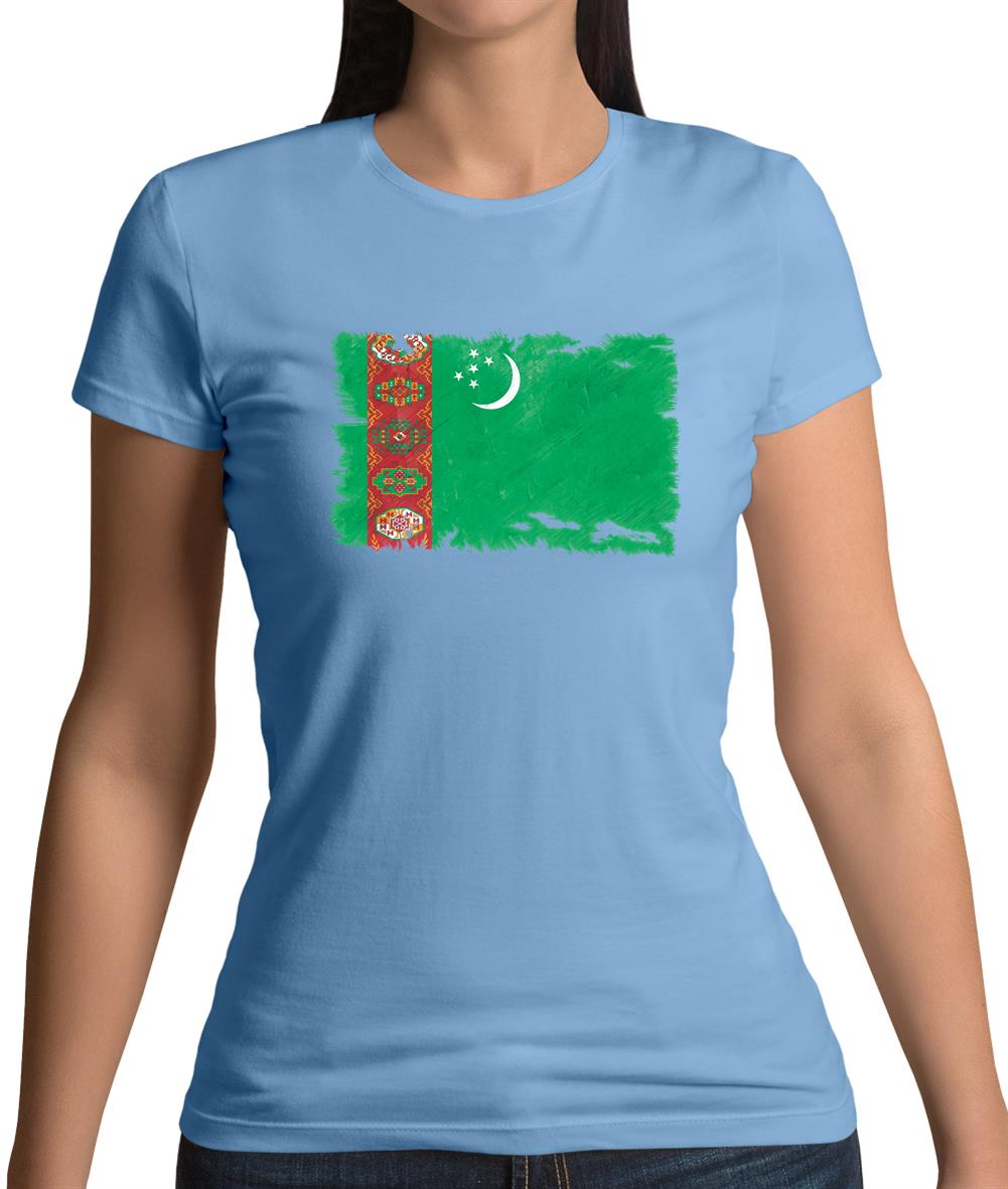 Turkmenistan Grunge Style Flag Womens T-Shirt