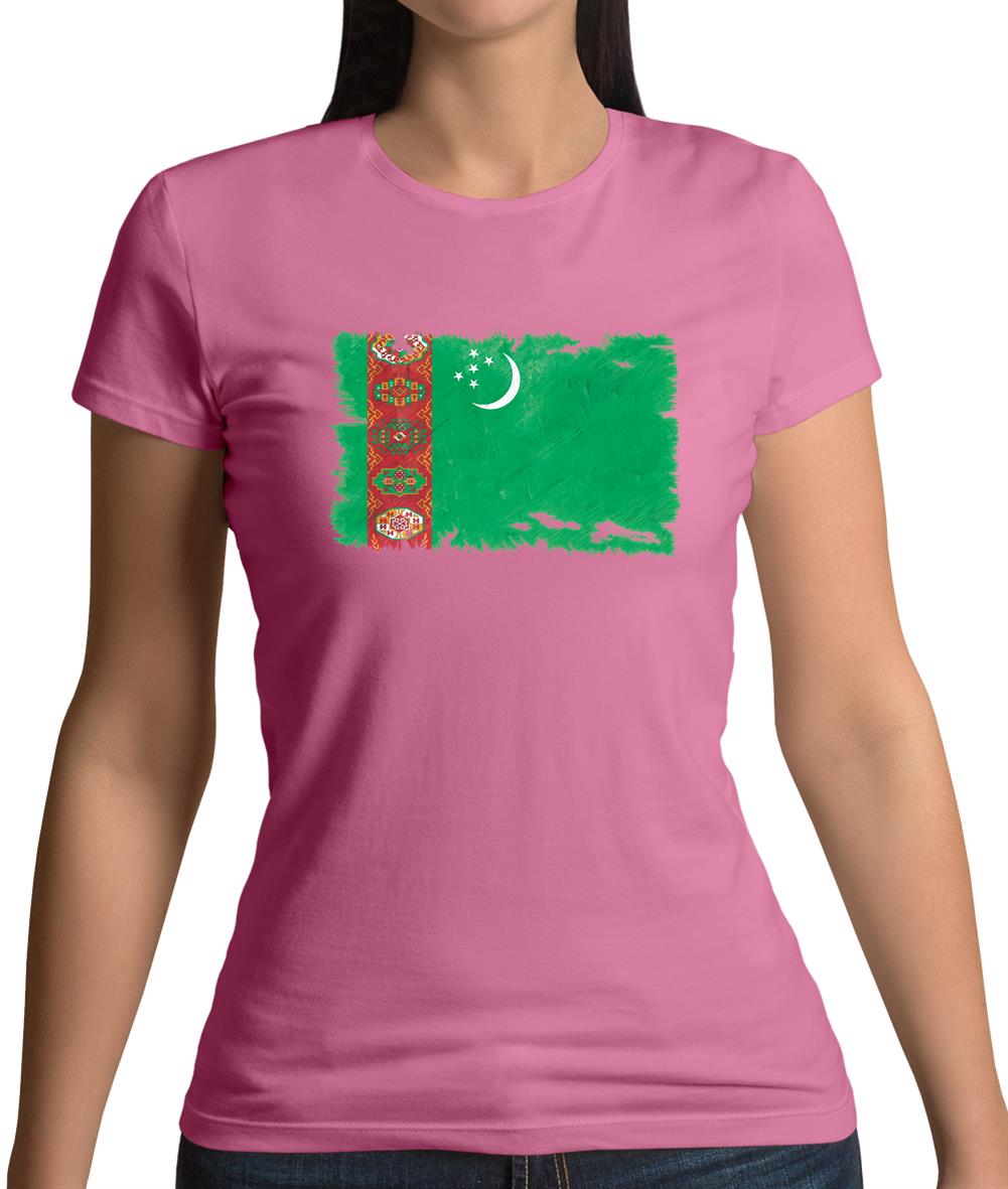 Turkmenistan Grunge Style Flag Womens T-Shirt