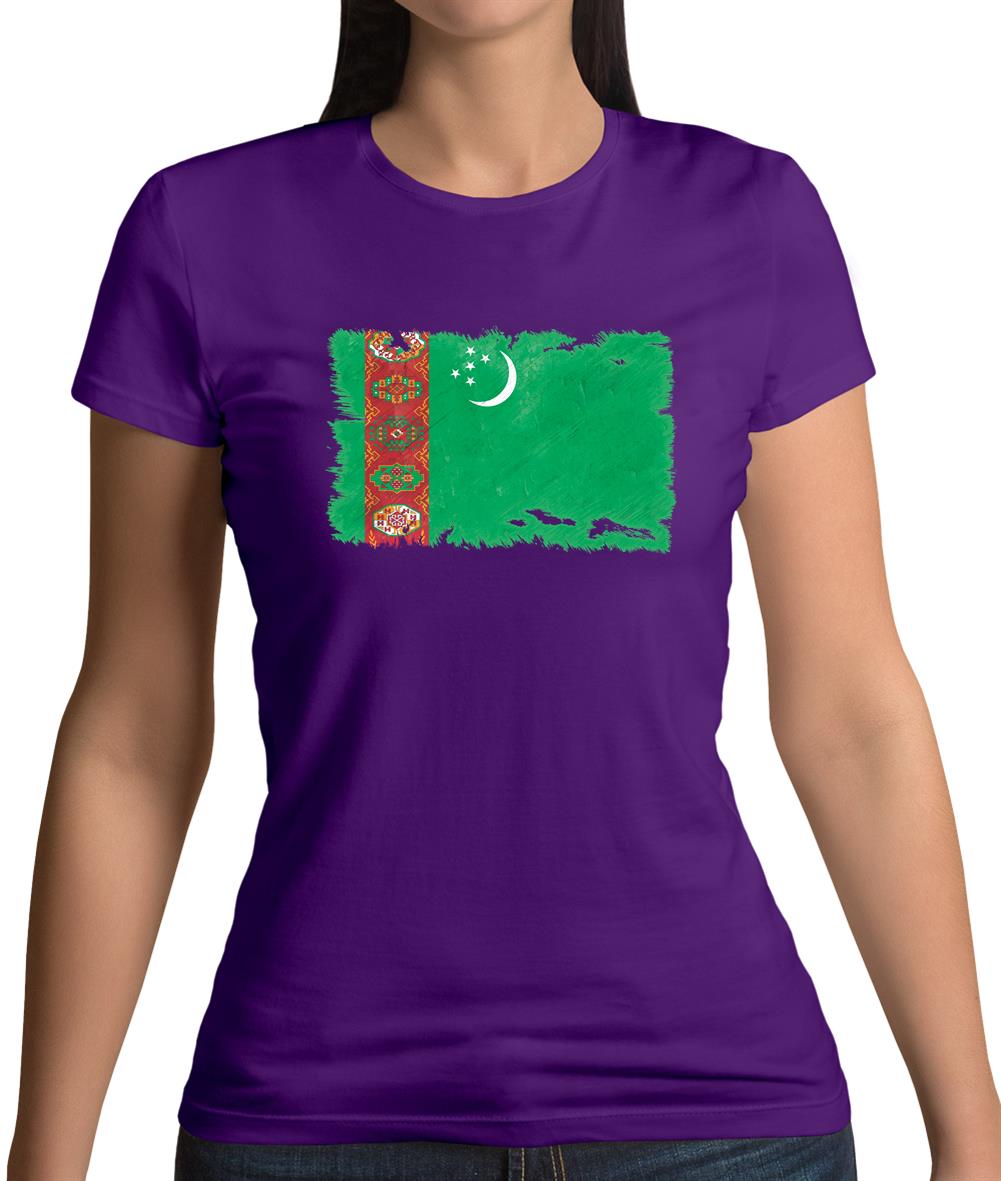 Turkmenistan Grunge Style Flag Womens T-Shirt